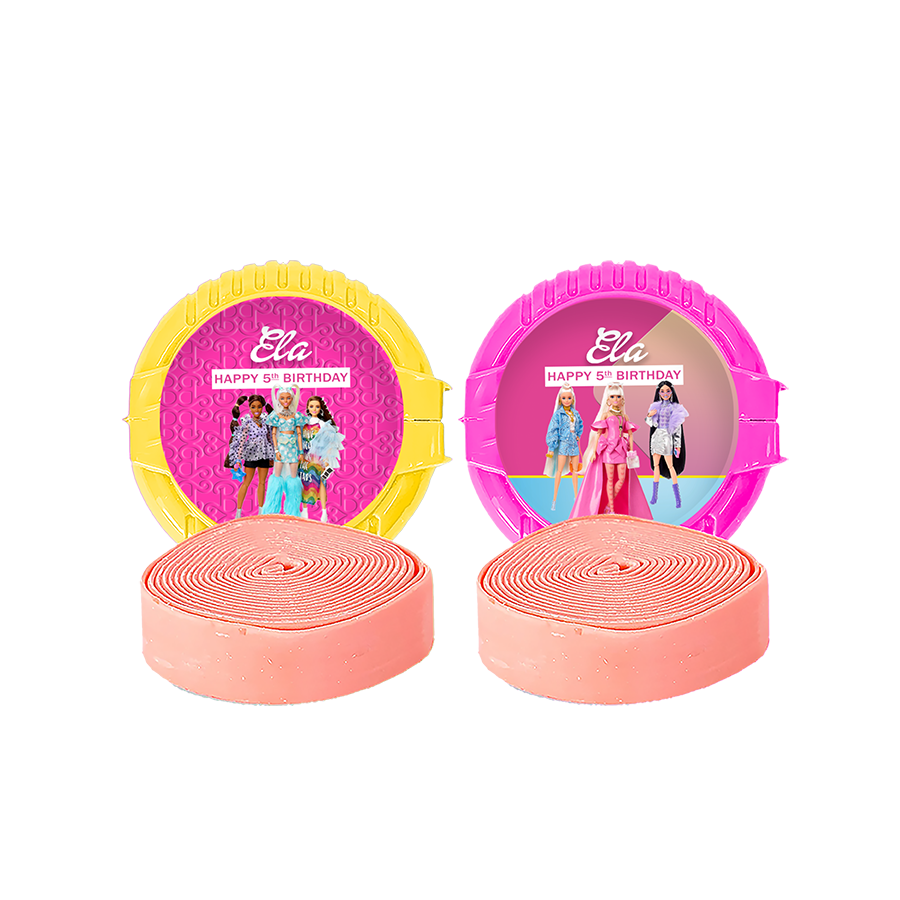 Gepersonaliseerde Barbie Modepop ronde kauwgom rollen