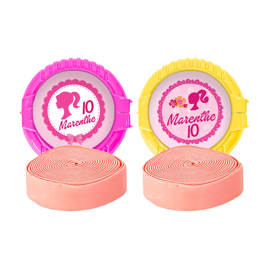 Gepersonaliseerde Barbie ronde kauwgom rollen