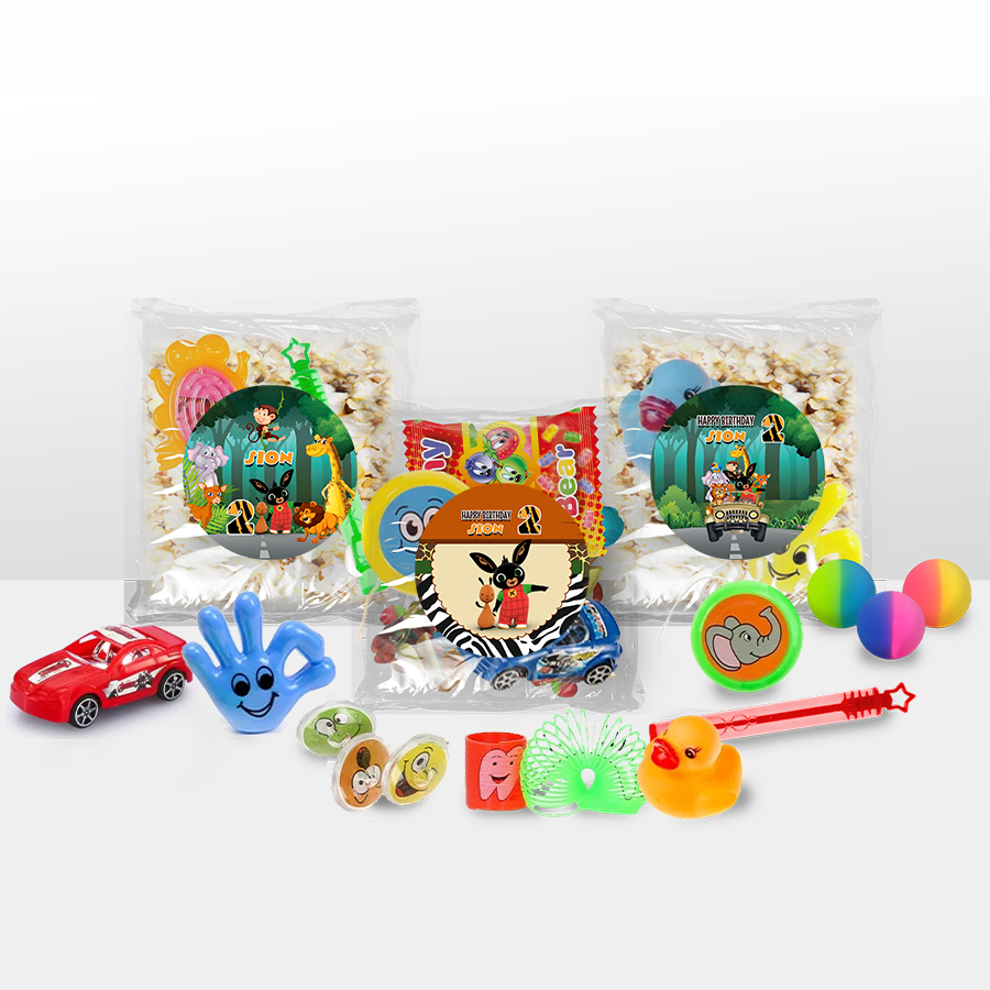 Gepersonaliseerde Bing Safari snoep en popcorn speelgoed traktatie