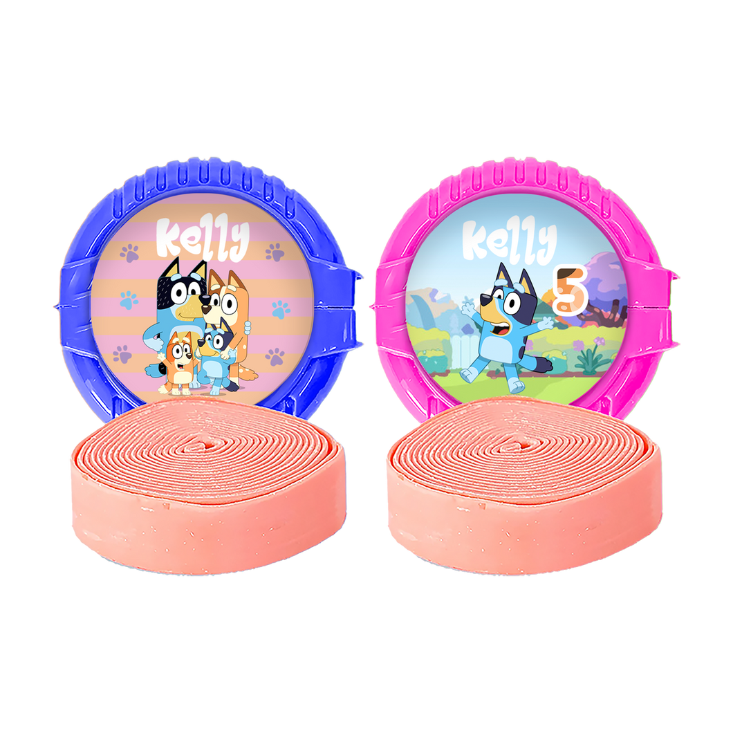 Gepersonaliseerde Bluey (Meisjes) ronde kauwgom rollen