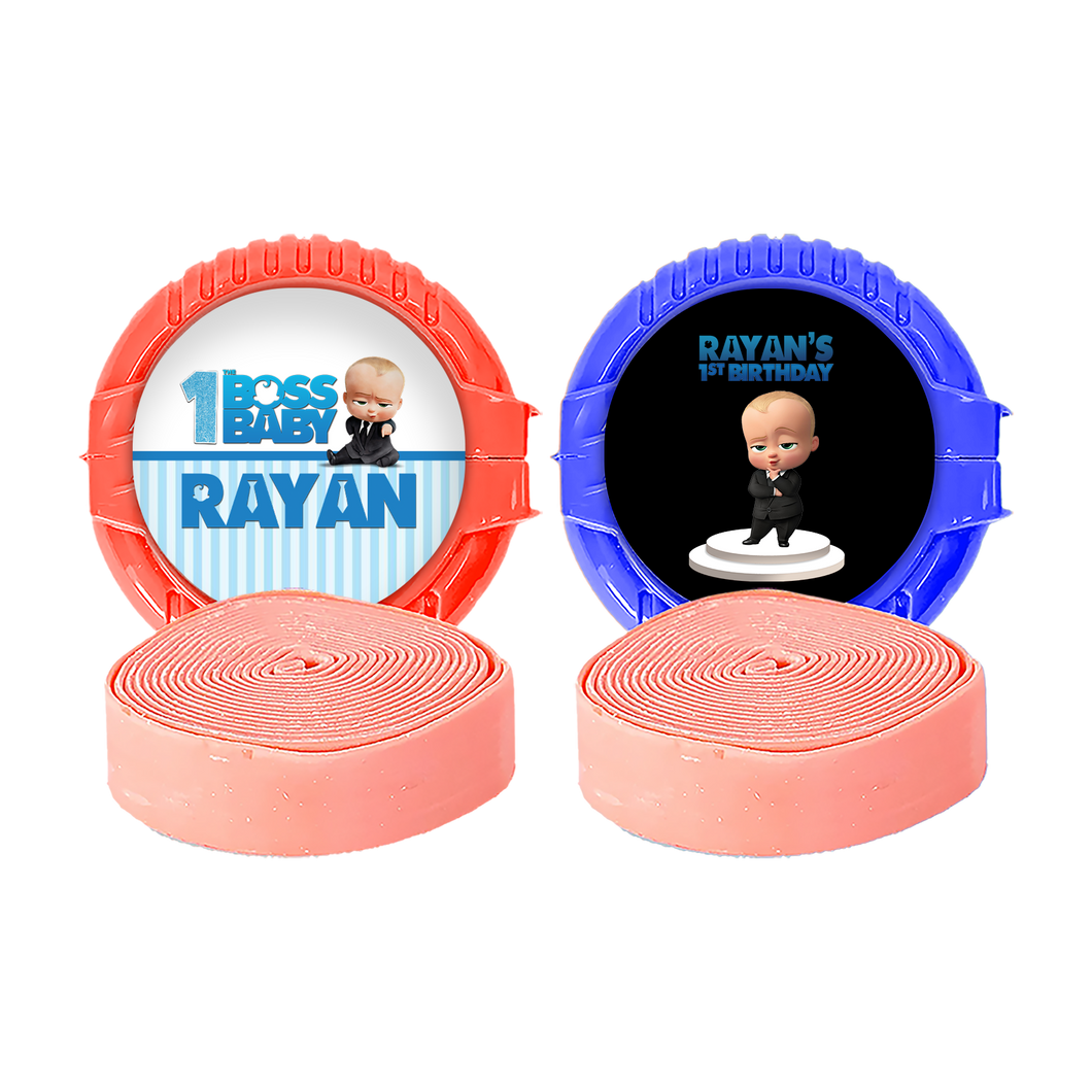 Gepersonaliseerde Boss Baby ronde kauwgom rollen