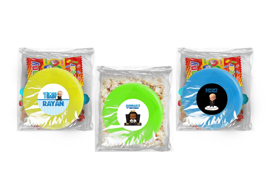 Gepersonaliseerde Boss Baby snoep of popcorn frisbee zakjes
