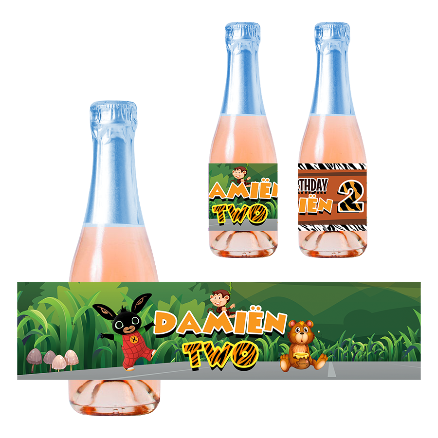 Gepersonaliseerde Bing Safari Kinder champagne / Bubbelsap labels