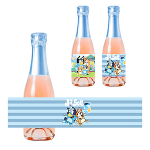 Gepersonaliseerde Bluey (Jongens) Kinder champagne / Bubbelsap labels