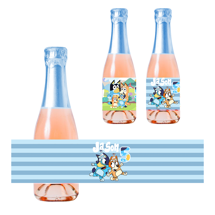 Gepersonaliseerde Bluey (Jongens) Kinder champagne / Bubbelsap labels