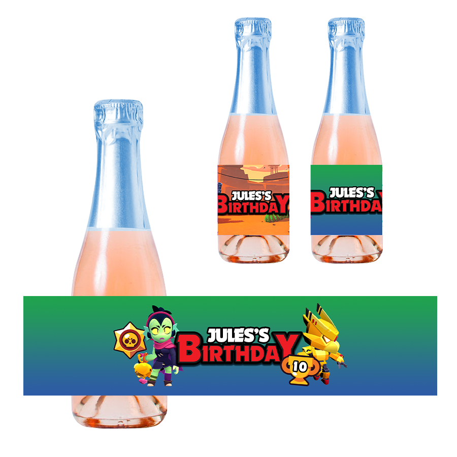 Gepersonaliseerde Brawl Stars Kinder champagne / Bubbelsap labels