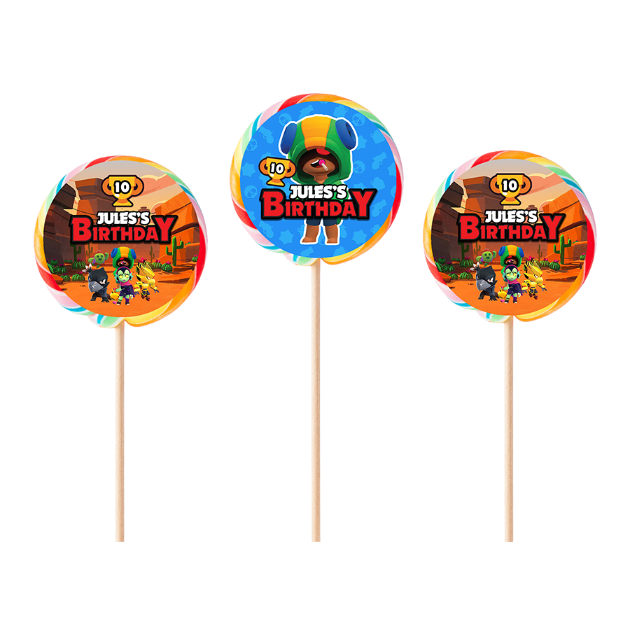 Gepersonaliseerde Brawl Stars ronde regenboog lollies