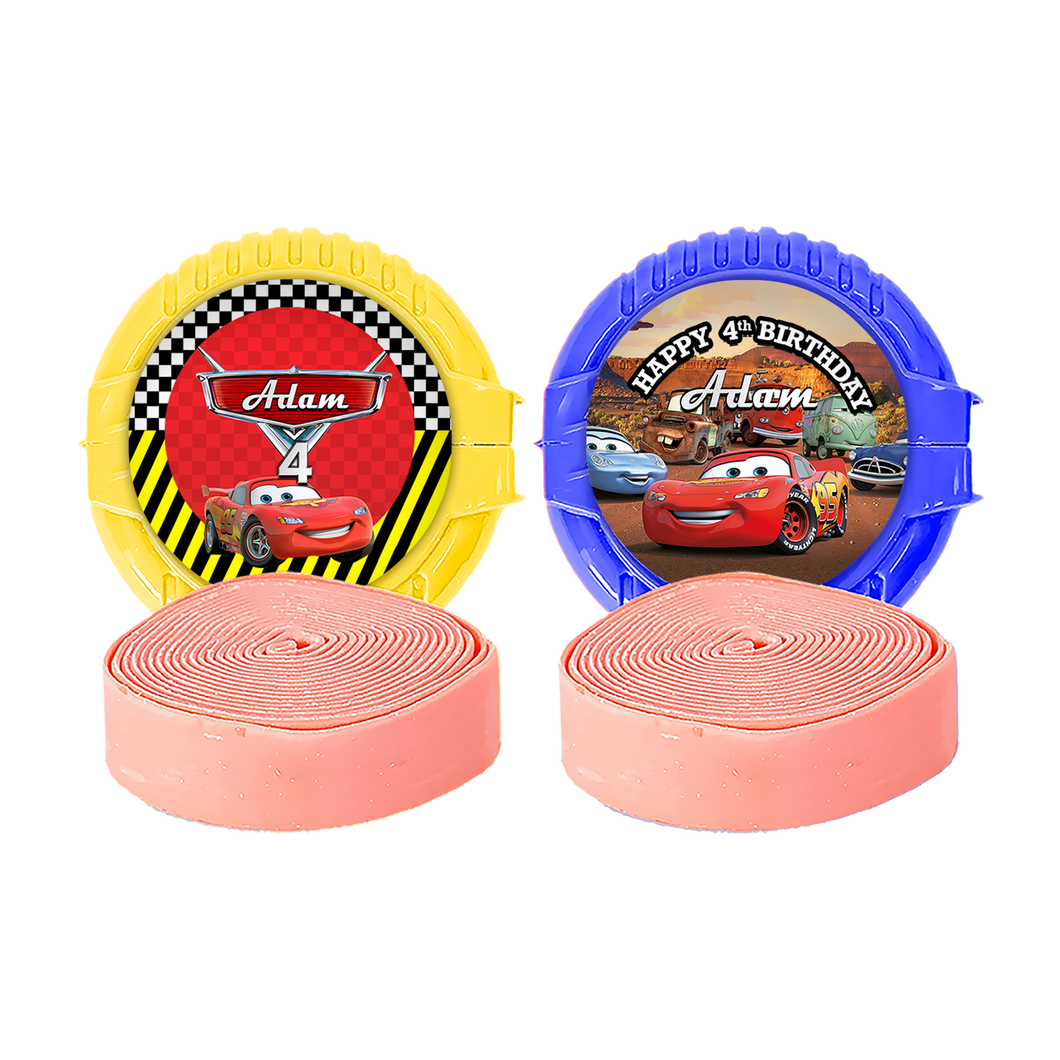 Gepersonaliseerde Cars ronde kauwgom rollen