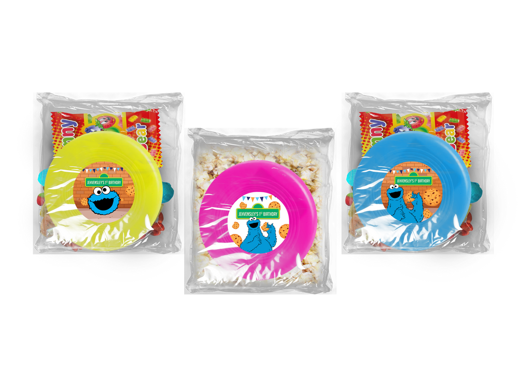 Gepersonaliseerde Koekie Monster snoep of popcorn frisbee zakjes