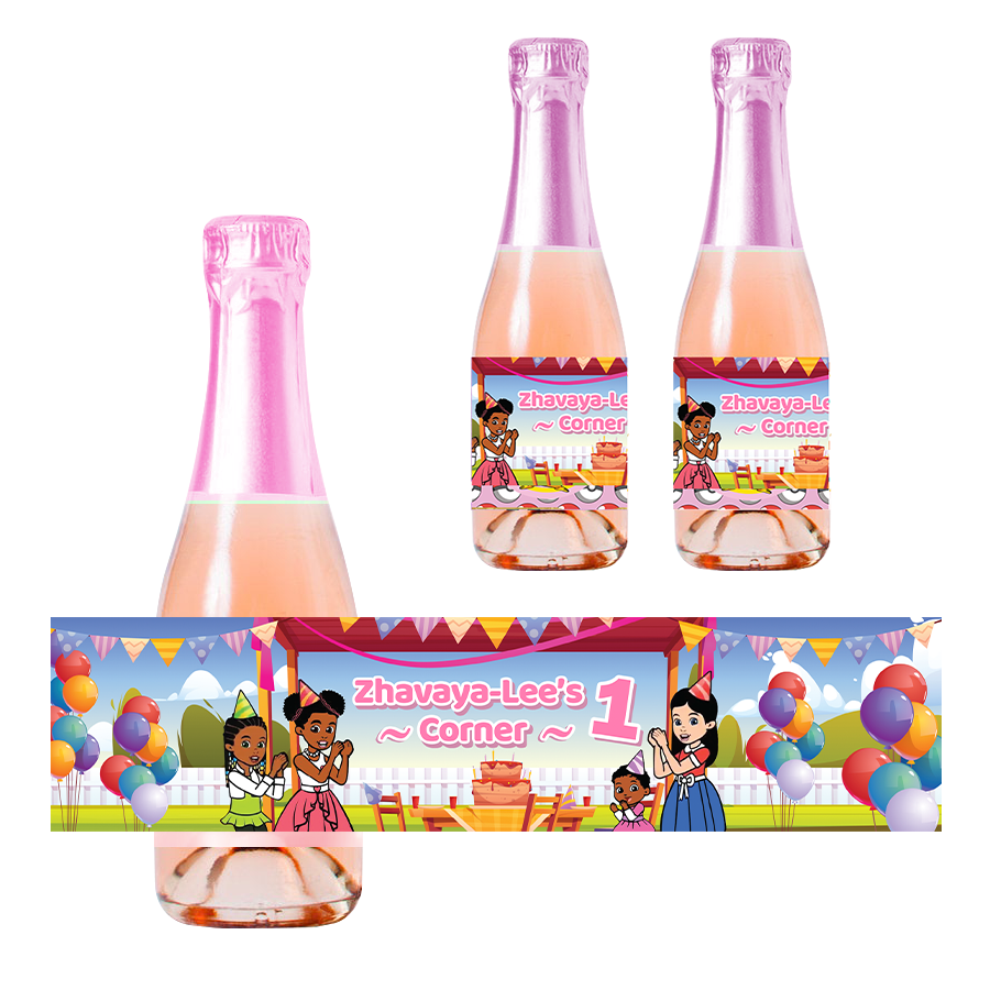 Gepersonaliseerde Gracie's Corner Kinder champagne / Bubbelsap labels