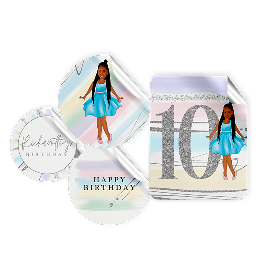 Gepersonaliseerde Pastel Silver Stickers