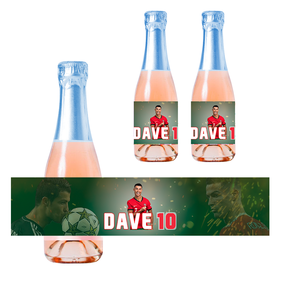 Gepersonaliseerde Ronaldo Kinder champagne / Bubbelsap labels