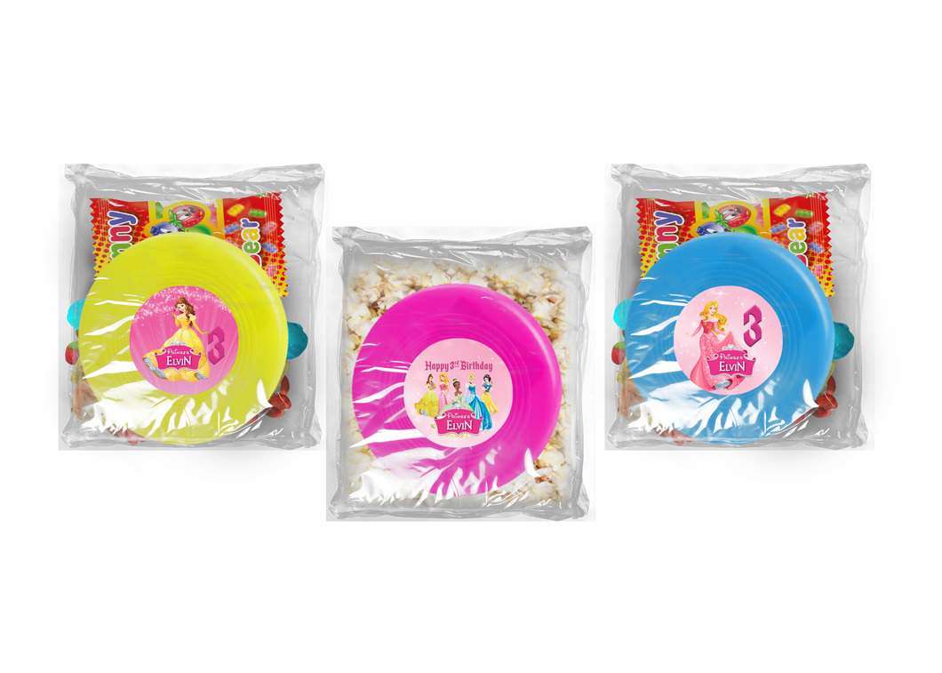 Gepersonaliseerde Prinsessen variatie snoep of popcorn frisbee zakjes
