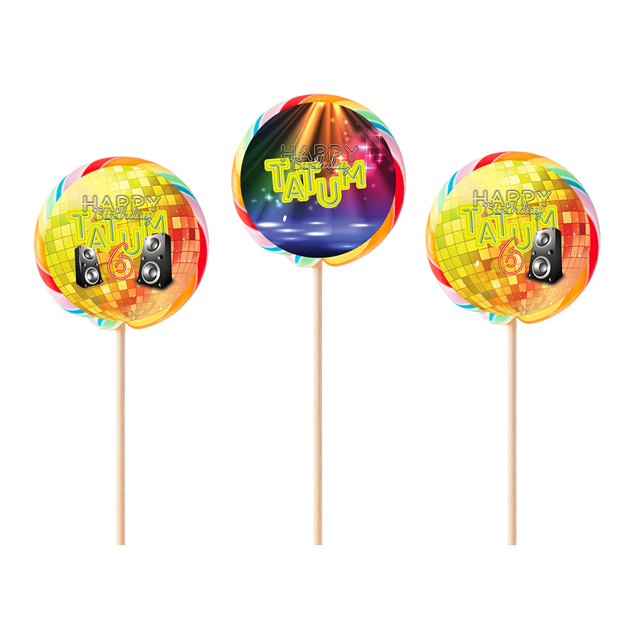 Gepersonaliseerde Disco ronde regenboog lollies