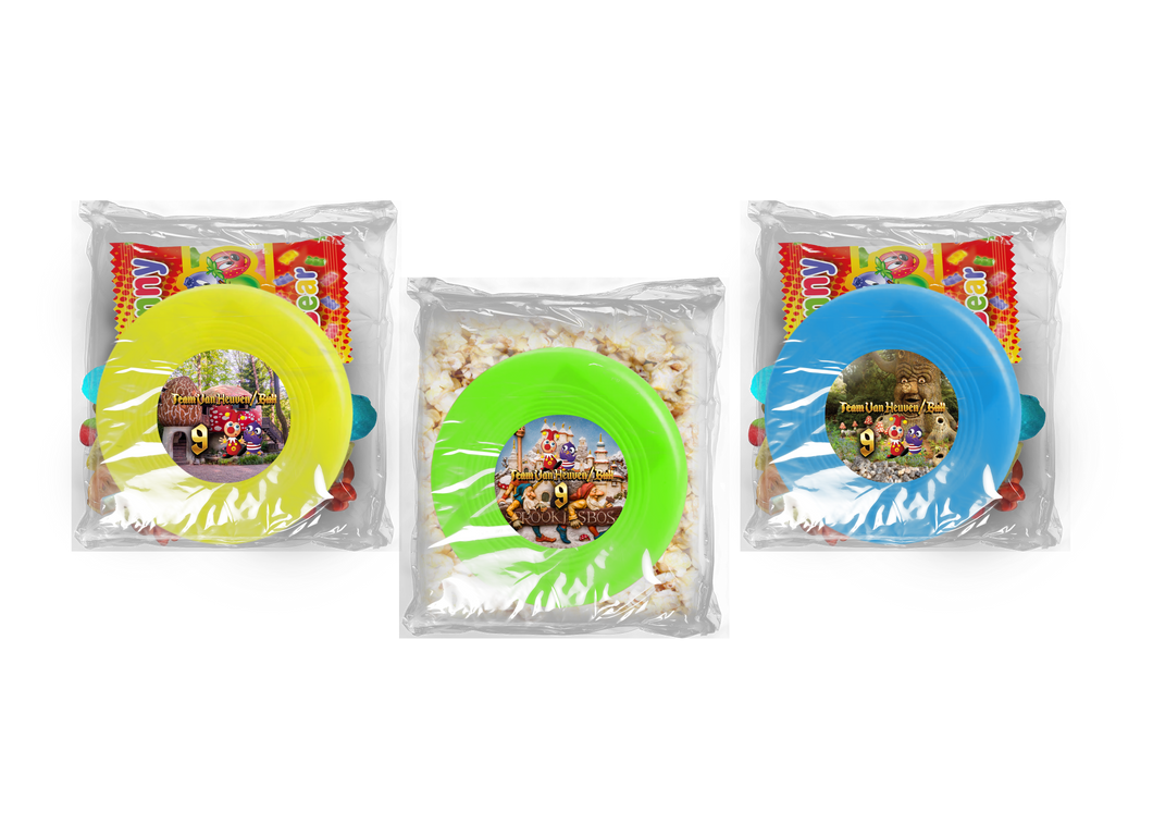 Gepersonaliseerde Sprookjesbos snoep of popcorn frisbee zakjes