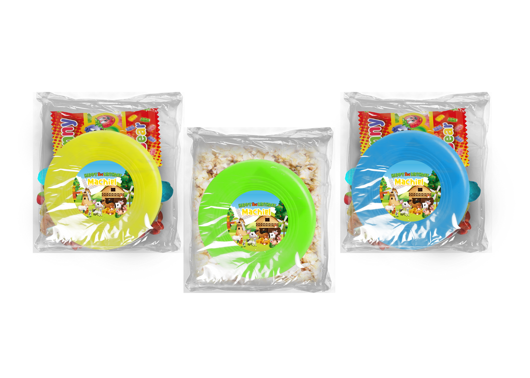 Gepersonaliseerde Boerderij snoep of popcorn frisbee zakjes