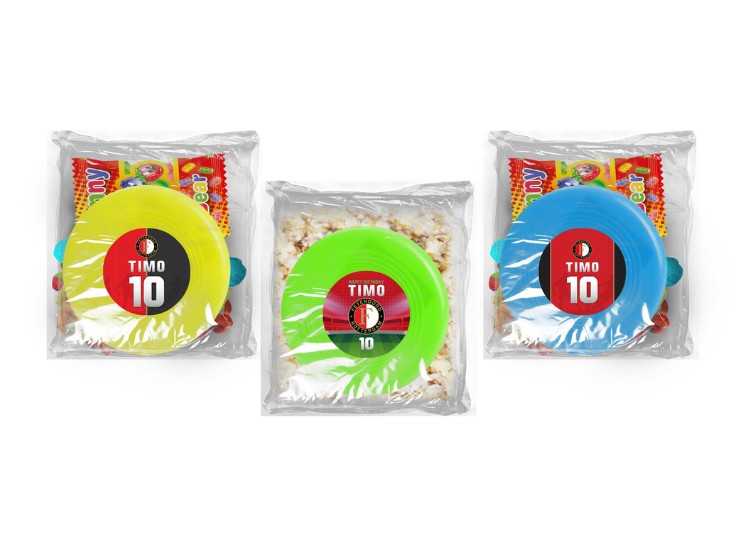 Gepersonaliseerde Feyenoord snoep of popcorn frisbee zakjes