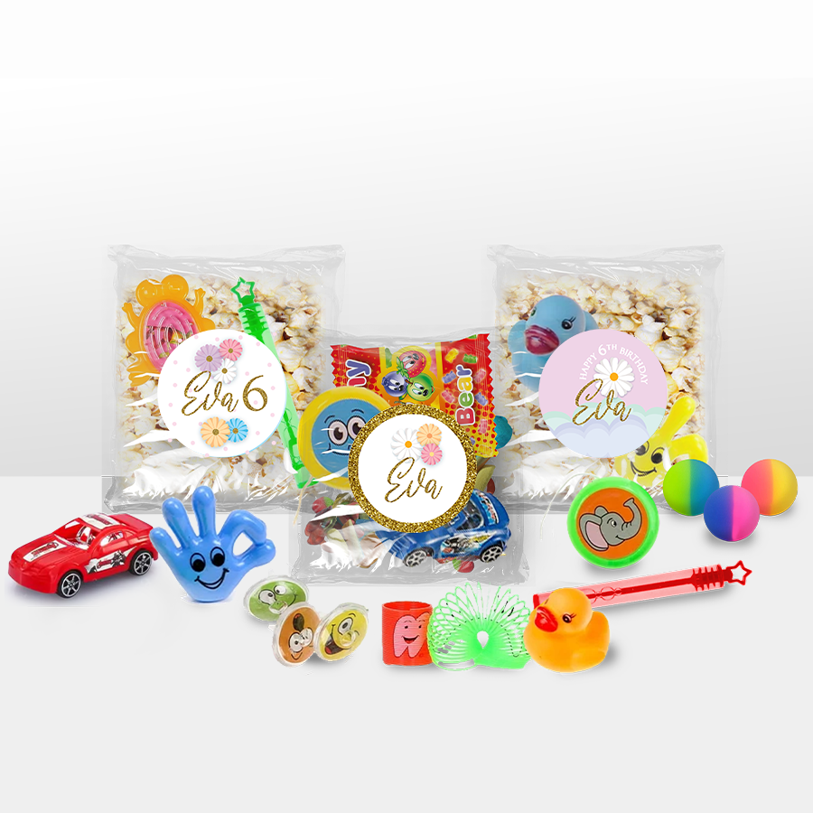 Gepersonaliseerde Bloemen Pastel snoep en popcorn speelgoed traktatie