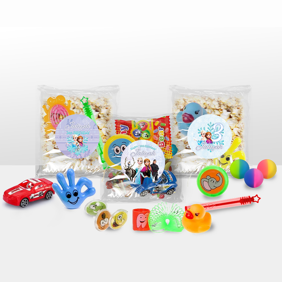 Gepersonaliseerde Frozen snoep en popcorn speelgoed traktatie