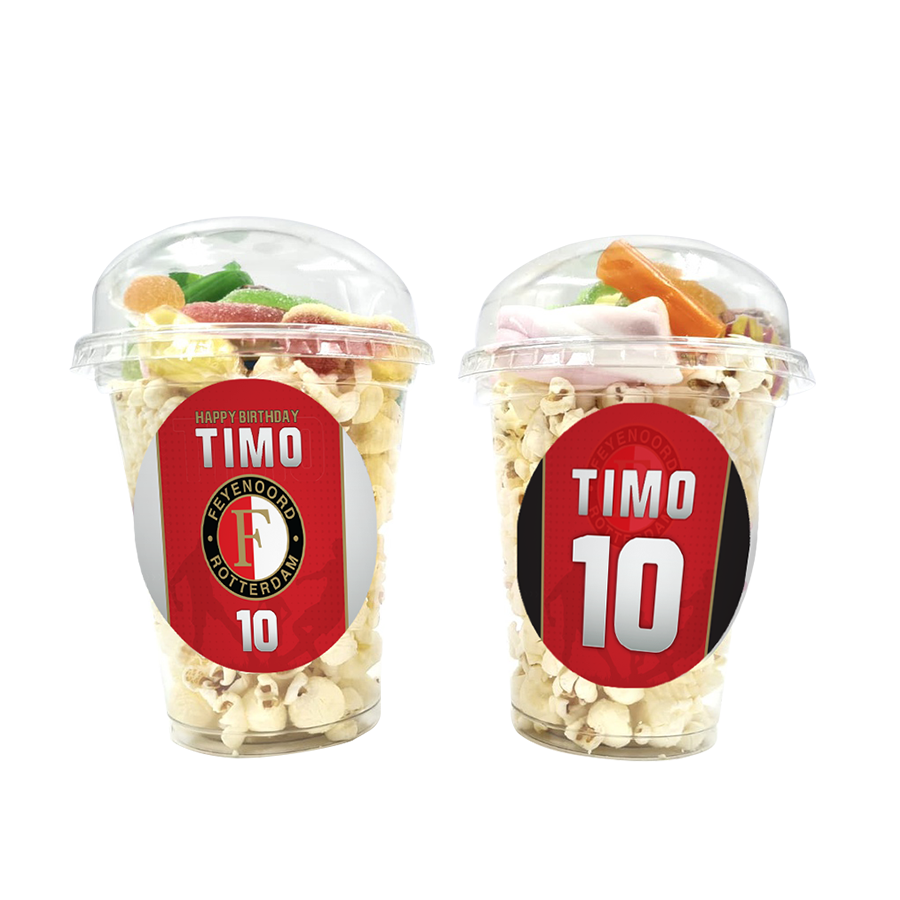 Gepersonaliseerde Feyenoord snoep en popcorn bekers