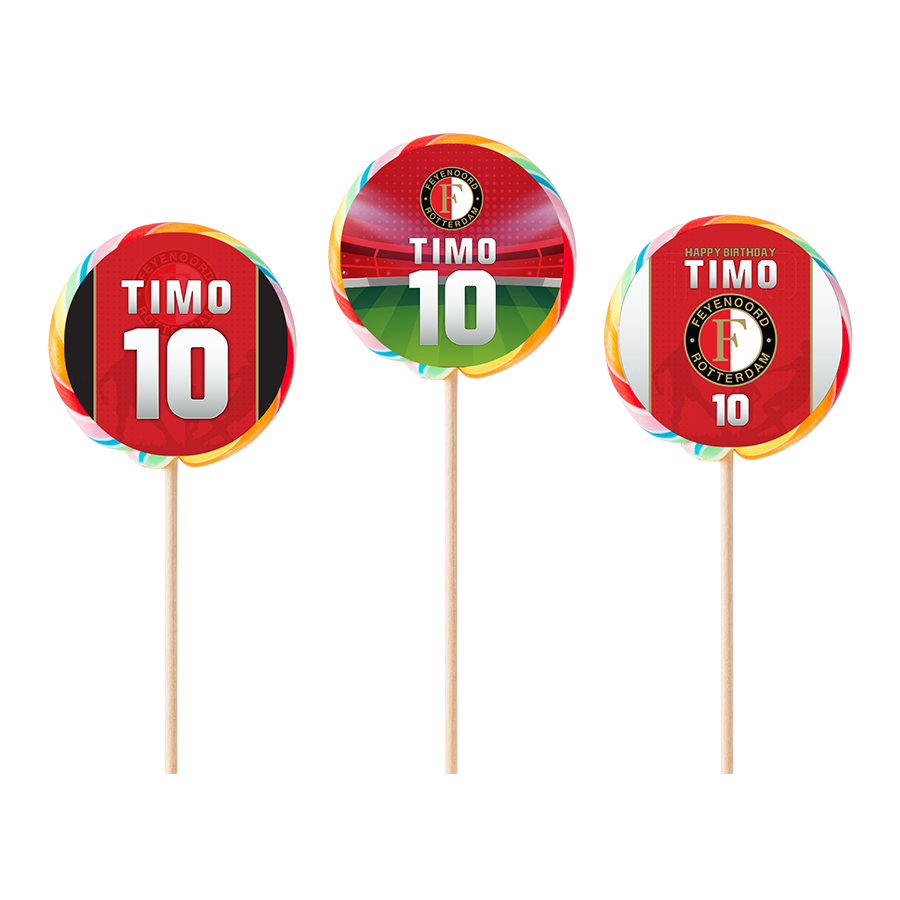 Gepersonaliseerde Feyenoord ronde regenboog lollies