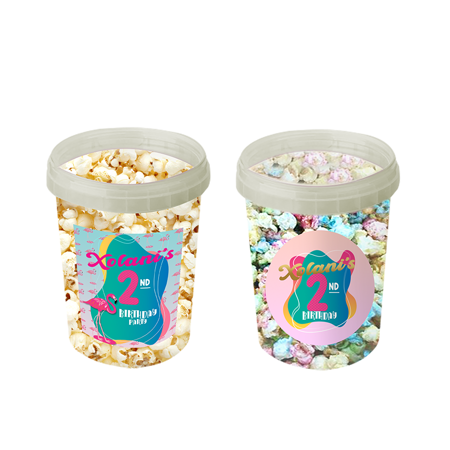 Gepersonaliseerde Flamingo popcorn emmers