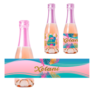 Gepersonaliseerde Flamingo Kinder champagne / Bubbelsap labels