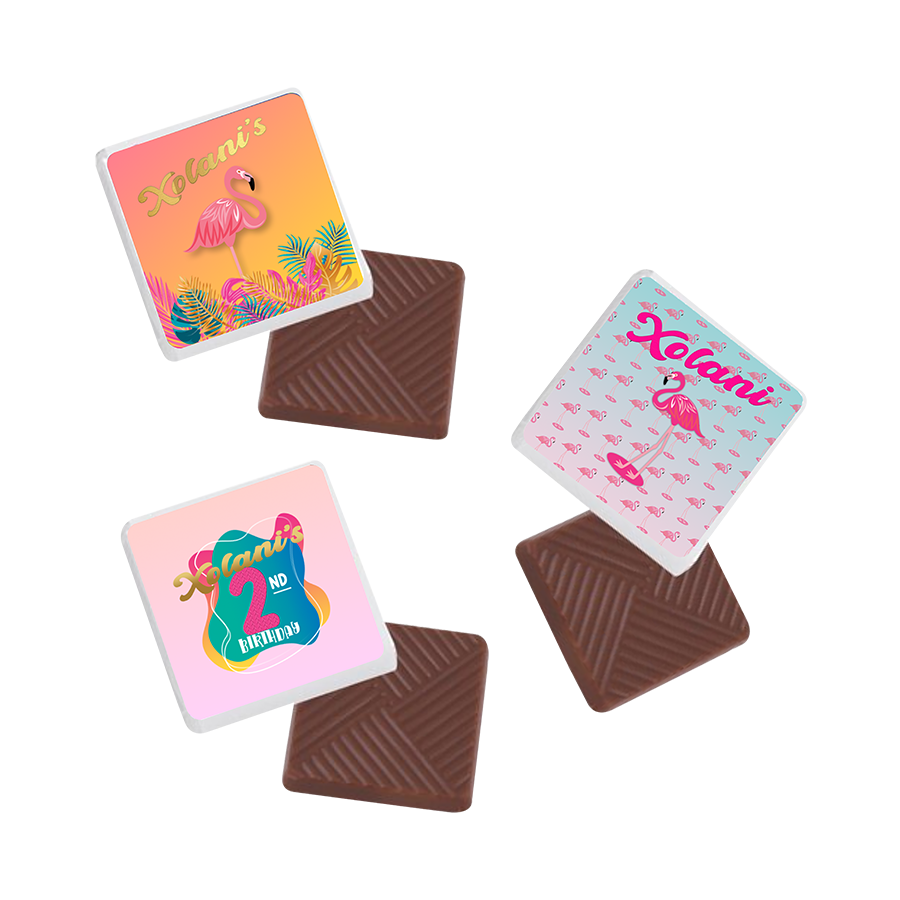 Gepersonaliseerde Flamingo napolitaanse chocolaatjes