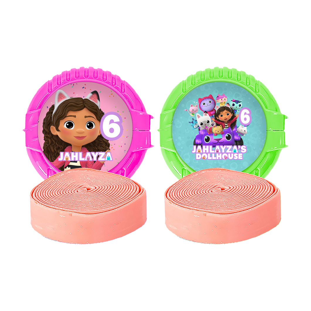 Gepersonaliseerde Gabby's Poppenhuis ronde kauwgom rollen
