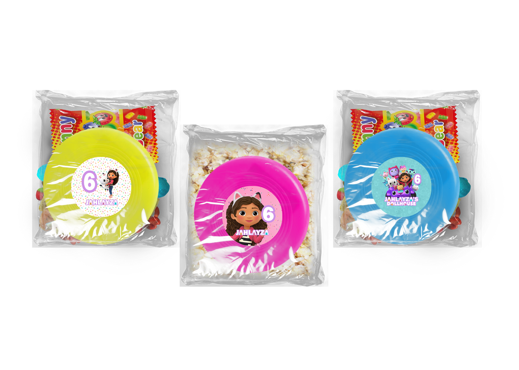 Gepersonaliseerde Gabby's Poppenhuis snoep of popcorn frisbee zakjes