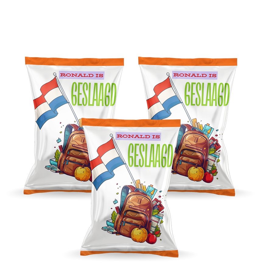 Gepersonaliseerde Feestelijke Geslaagd popcorn uitdeelzakjes