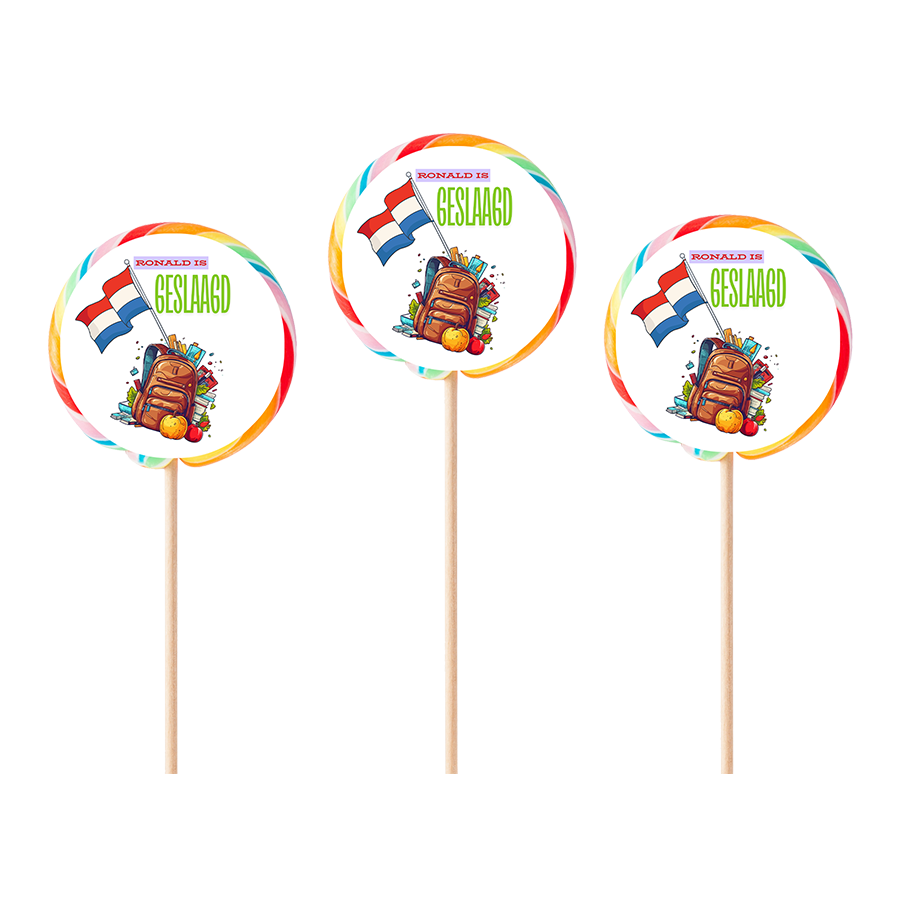 Gepersonaliseerde Feestelijke Geslaagd ronde regenboog lollies