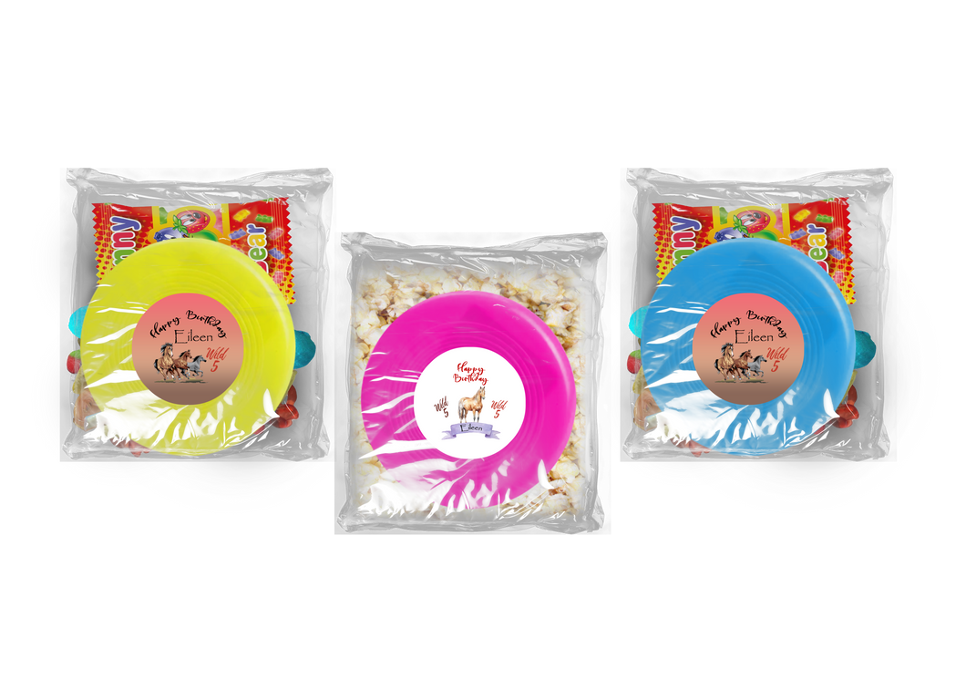 Gepersonaliseerde Paarden snoep of popcorn frisbee zakjes
