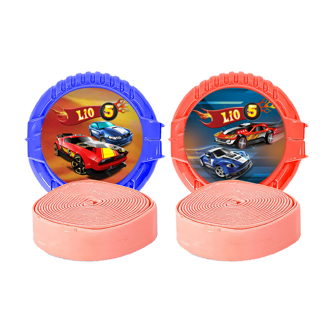 Gepersonaliseerde Hotwheels ronde kauwgom rollen