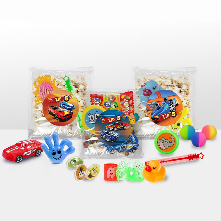 Gepersonaliseerde Hotwheels snoep en popcorn speelgoed traktatie