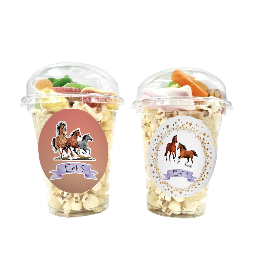 Gepersonaliseerde Paarden snoep en popcorn bekers