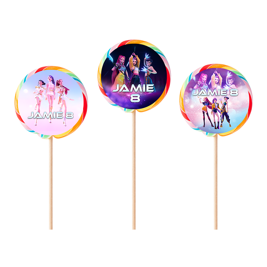 Gepersonaliseerde KPop Demon Hunters ronde regenboog lollies