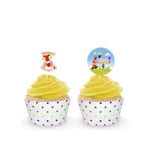 Gepersonaliseerde Jokie & Jet cupcake prikkers + omwikkeling