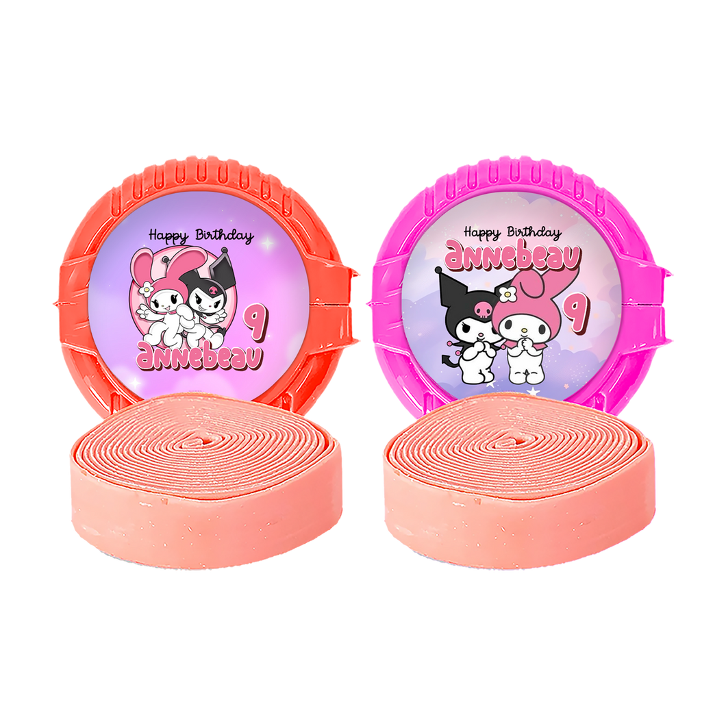 Gepersonaliseerde Kuromi en My Melody ronde kauwgom rollen