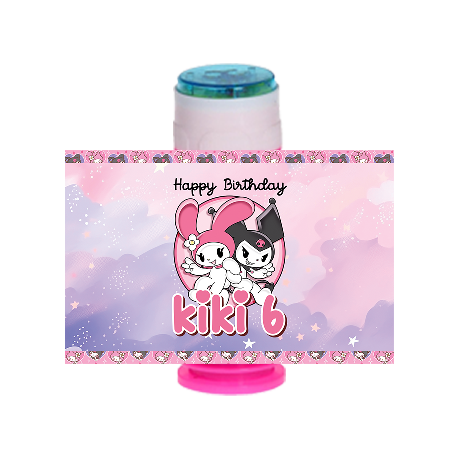 Gepersonaliseerde Kuromi en My Melody bellenblaas