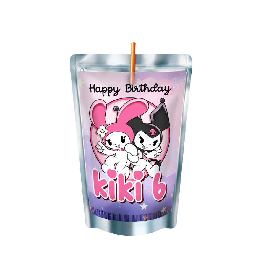 Gepersonaliseerde Kuromi en My Melody Capri-Sun labels en stickers