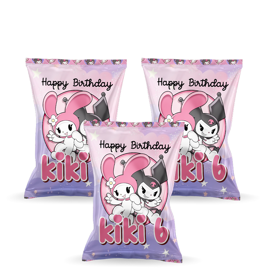 Gepersonaliseerde Kuromi en My Melody popcorn uitdeelzakjes