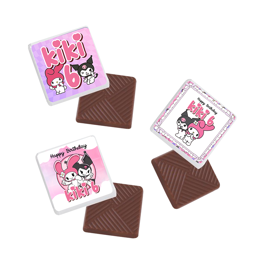 Gepersonaliseerde Kuromi en My Melody napolitaanse chocolaatjes