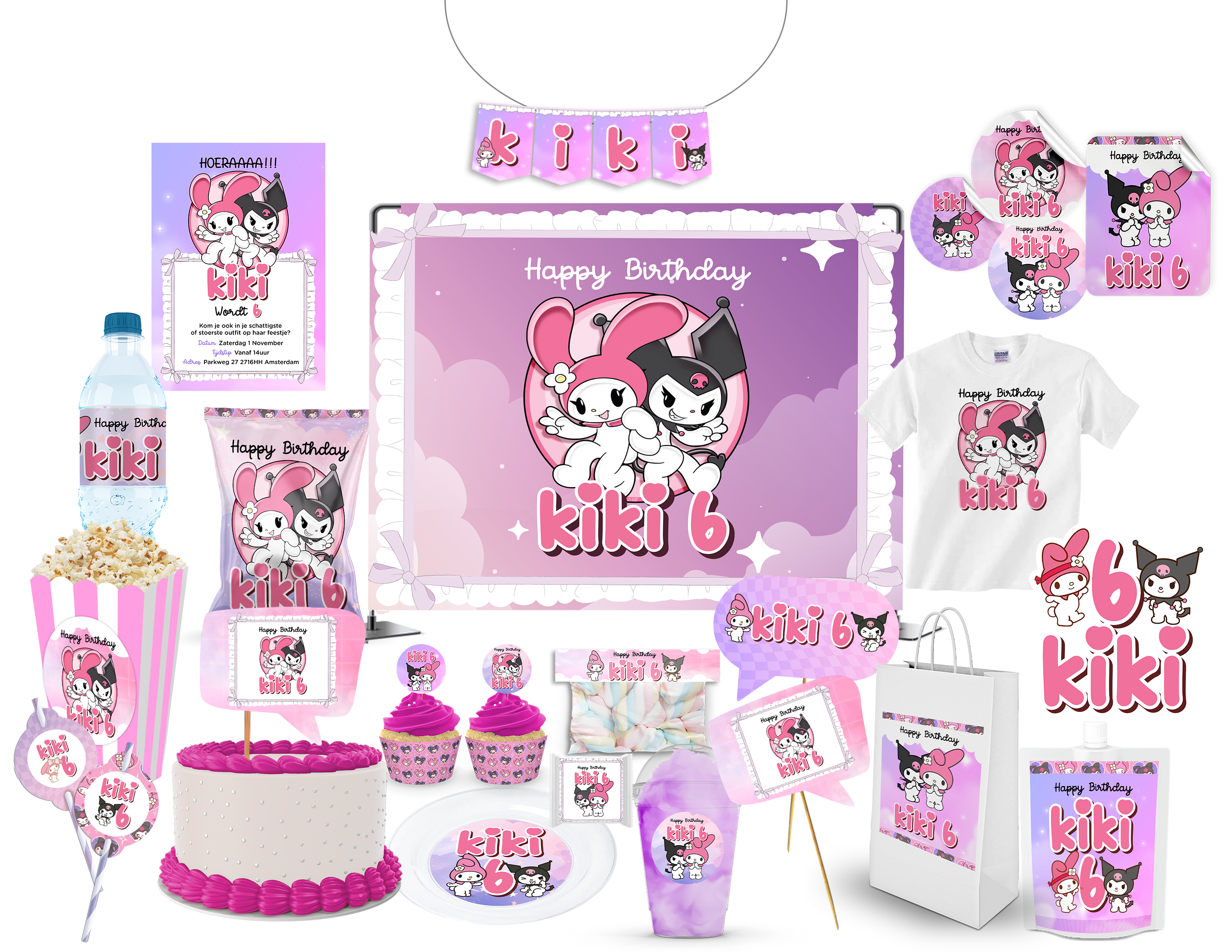 Kuromi en My Melody Alles-in-1 Feestpakket