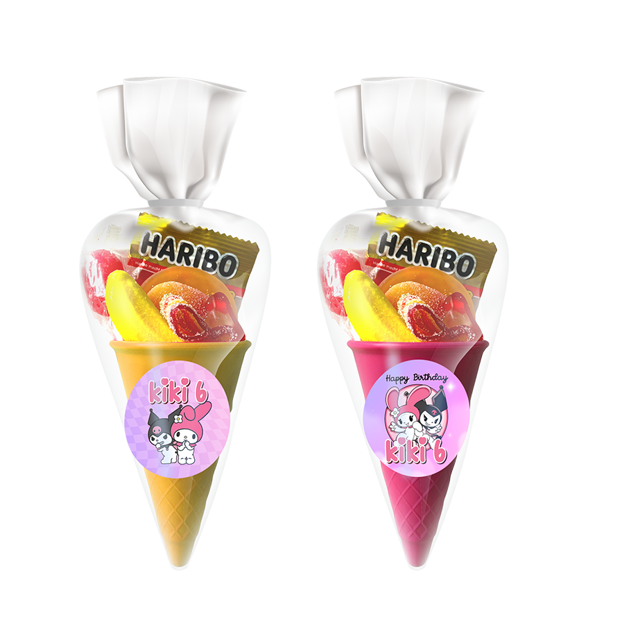 Gepersonaliseerde Kuromi en My Melody snoep en popcorn ijshoorn