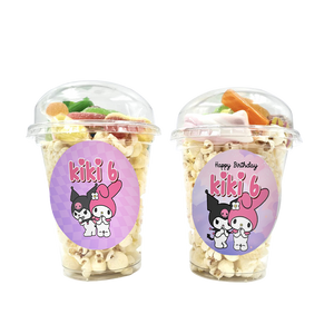 Gepersonaliseerde Kuromi en My Melody snoep en popcorn bekers