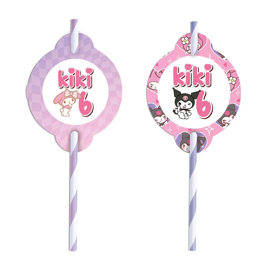 Gepersonaliseerde Kuromi en My Melody rietjes