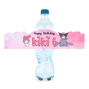 Gepersonaliseerde Kuromi en My Melody waterfles labels en stickers