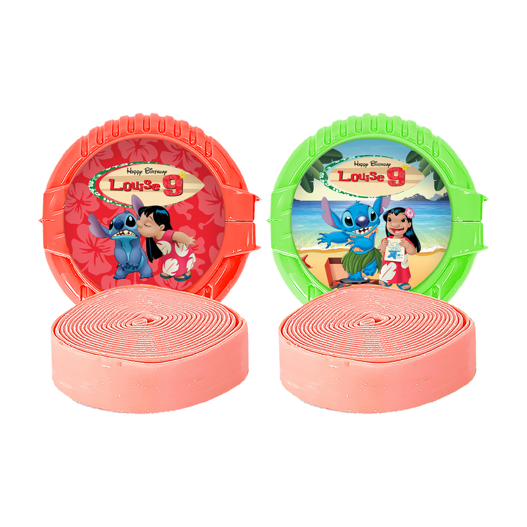 Gepersonaliseerde Lilo en Stitch ronde kauwgom rollen