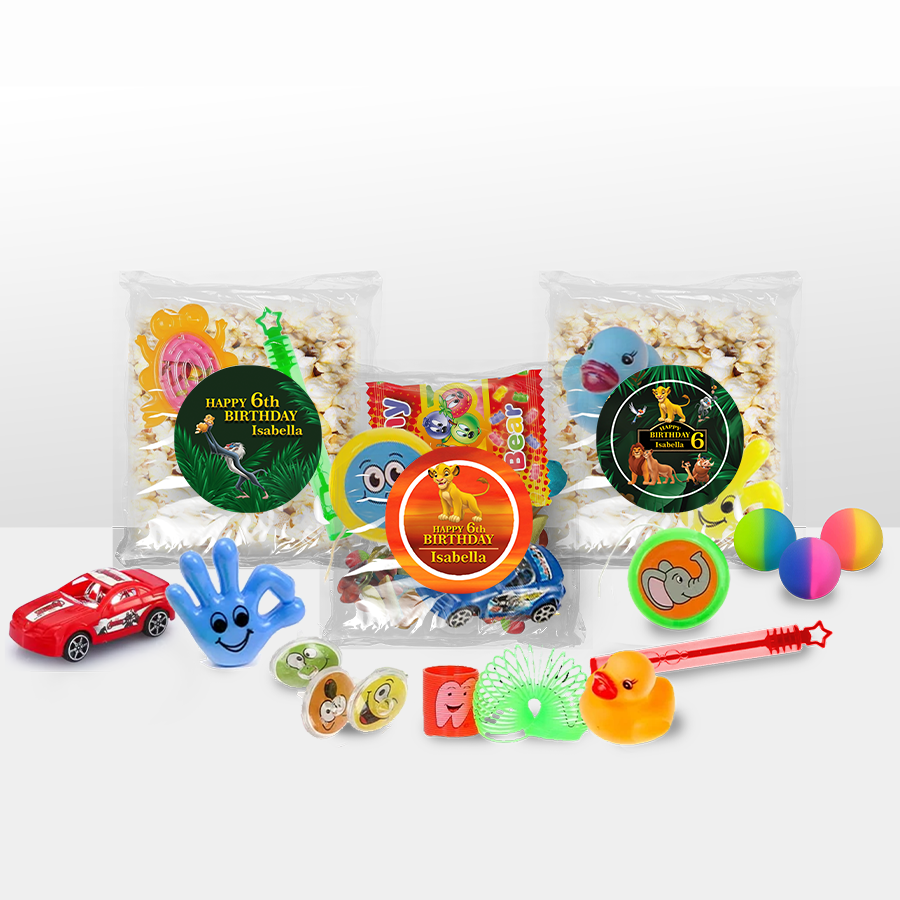 Gepersonaliseerde Lion King snoep en popcorn speelgoed traktatie